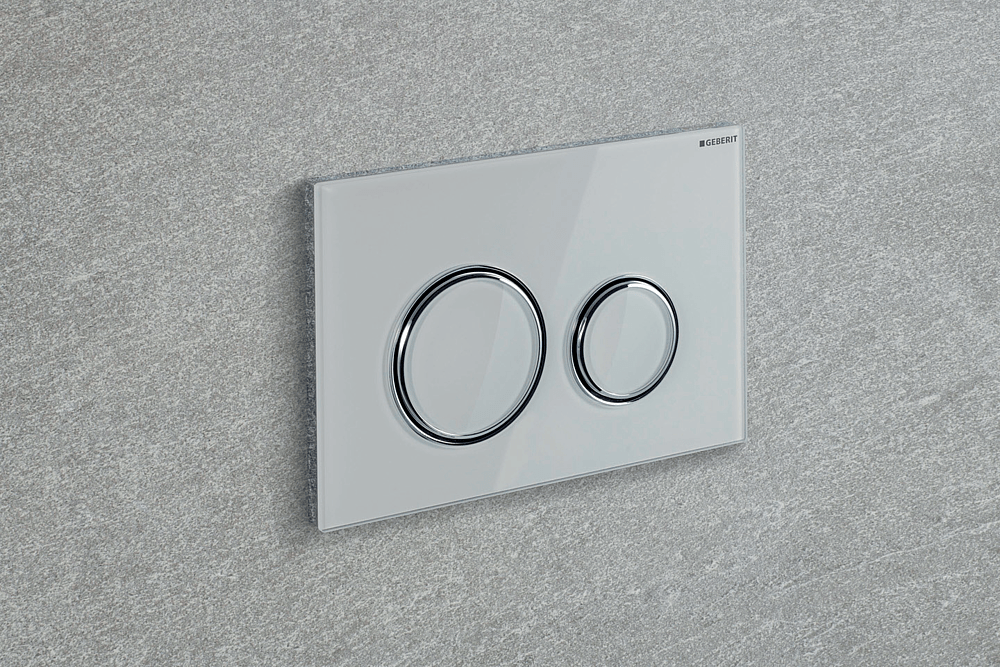 Plaque De Déclenchement Geberit Omega20 Pour Rincage Double Touche Blanc Chrome Brillant 4025416310679