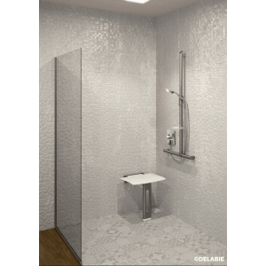 Barre de douche en T avec remontée verticale coulissante