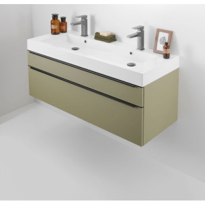 plan double vasque Malo blanc brillant