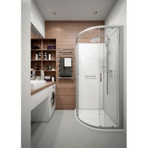 Cabine de douche avec receveur en béton minéral extraplat