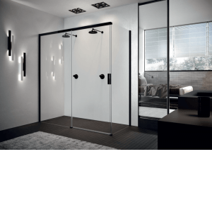 Paroi de douche coulissante avec fixe latéral
