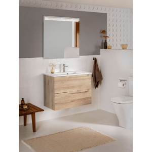 Pack meuble compact + plan-vasque + miroir