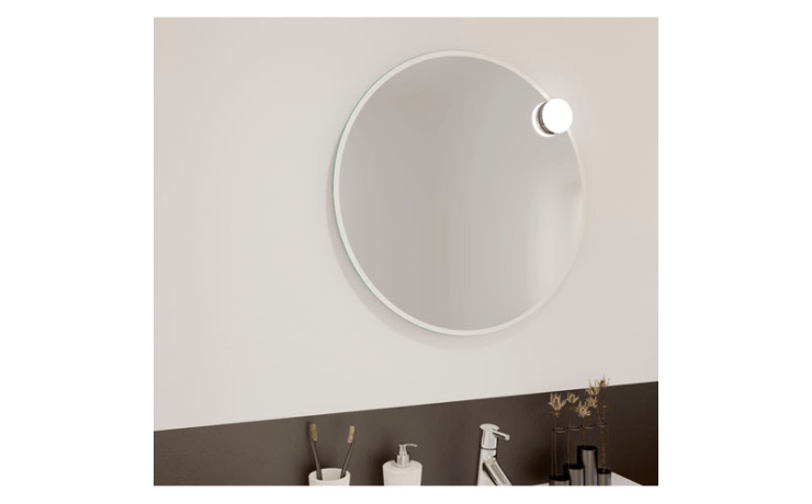 miroir rond + applique led Ronde chromé brillant