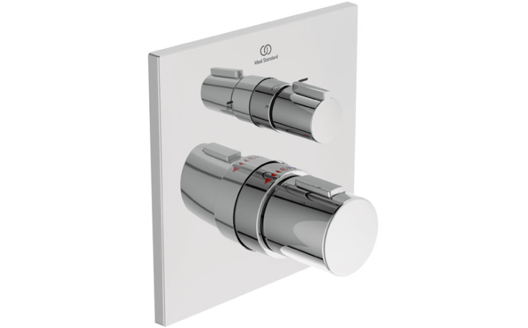 Thermostatique encastré carré bain / douche, 2 sorties