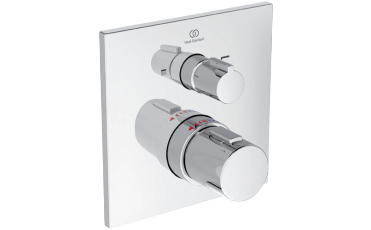 Thermostatique encastré carré bain / douche, 2 sorties