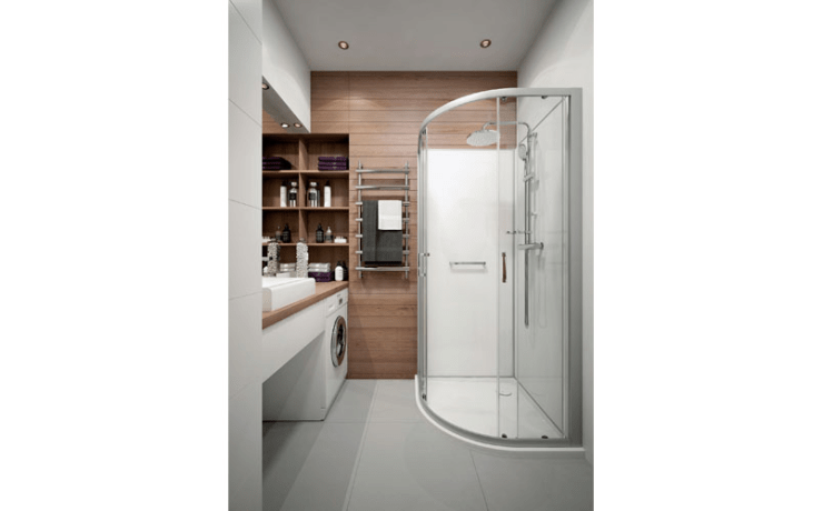 Cabine de douche avec receveur en béton minéral extraplat