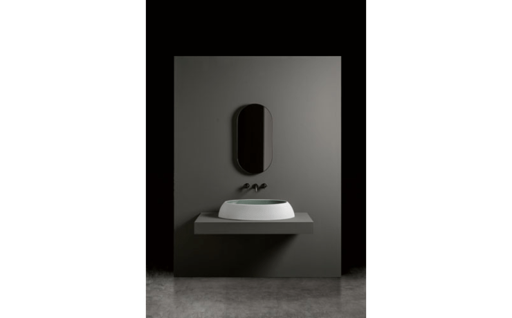 VASQUE CÉRAMIQUE LAVABO À POSER BICOLORE GRIS LAGON ET BLANC MAT