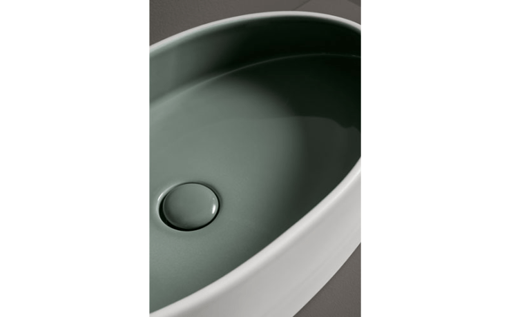 VASQUE CÉRAMIQUE LAVABO À POSER BICOLORE GRIS LAGON ET BLANC MAT