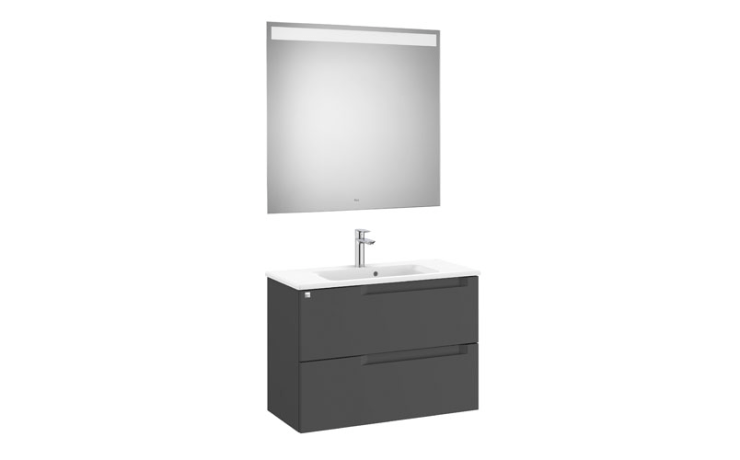 Pack meuble compact + plan-vasque + miroir