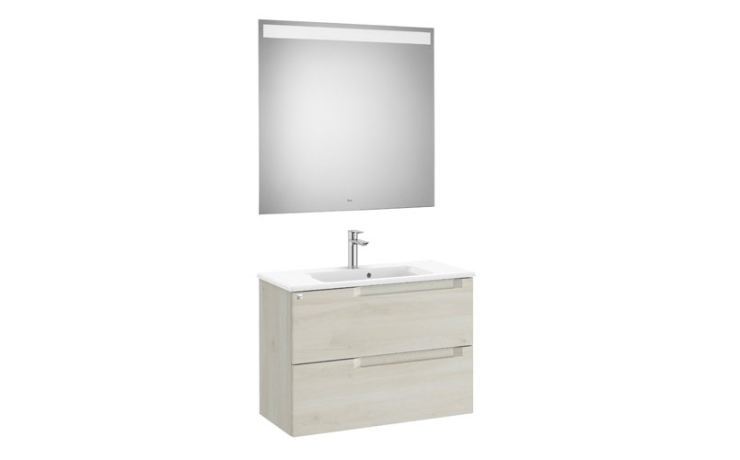 Pack meuble compact + plan-vasque + miroir