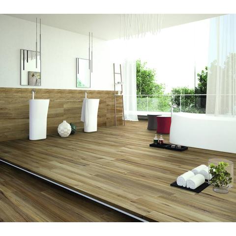 Carrelage sol bois foncé
