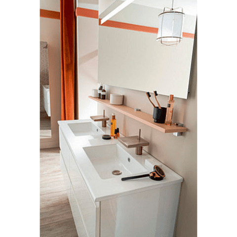 Plan double vasque CéramLigne blanc brillant