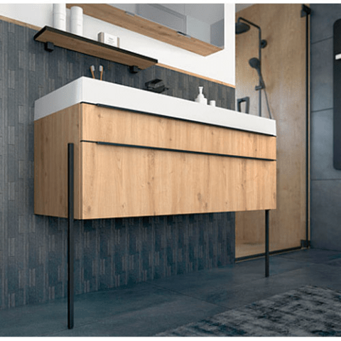 Meuble bas sous vasque 1 tiroir + 1 coulissant