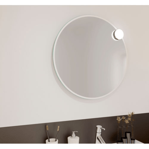 miroir rond + applique led Ronde chromé brillant