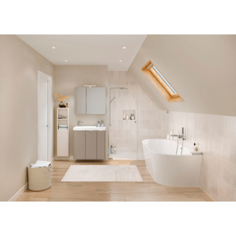 armoire de toilette 2 portes + applique led Ledy blanc mat