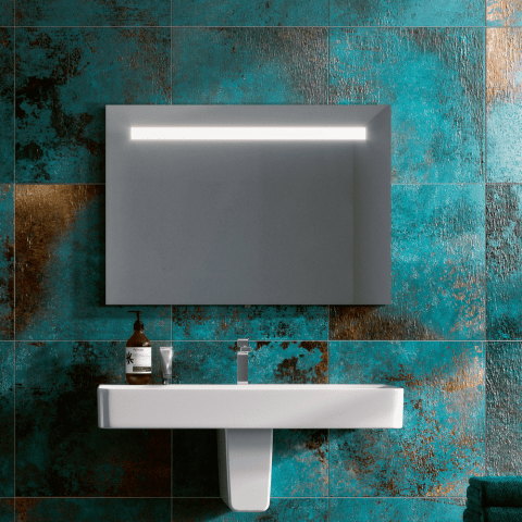 Miroir de salle de bains Lumineux NAYO L80 x H70 cm Noir - Oskab