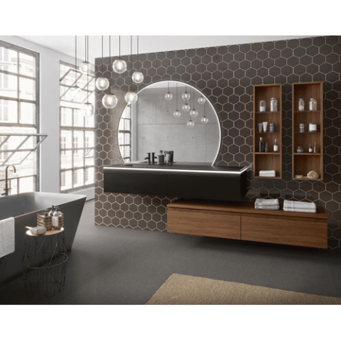 Meuble 2 tiroirs avec ceinture led et poignée profil